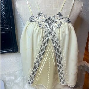 5/48 SILK VELVET STRAP CRISS CROSS BEADED EVENING BLOUSE NWT